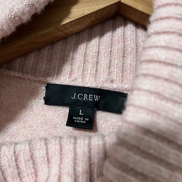 J. Crew Pink Striped Turtleneck Sweater Size L Supersoft Yarn Alpaca Wool Blend - Picture 5 of 6